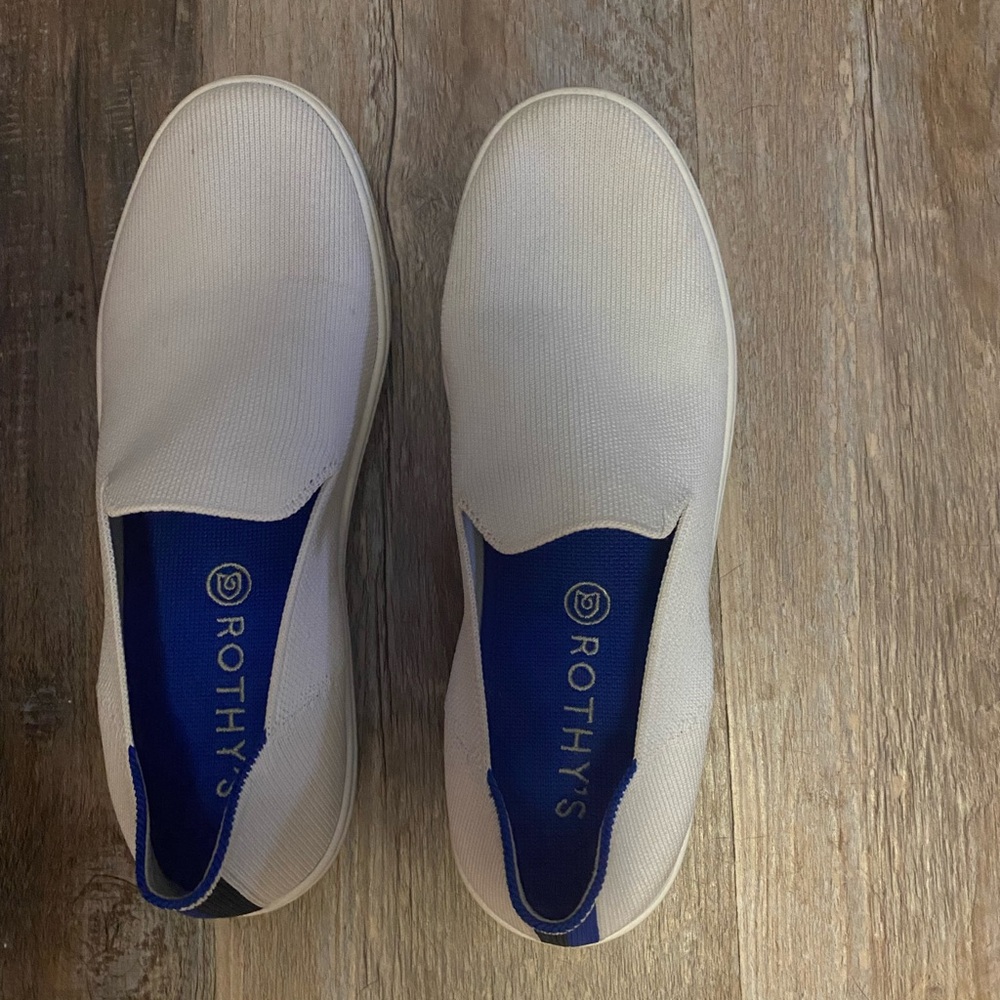 Rothy's White and Blue Women's Slip-On Flats